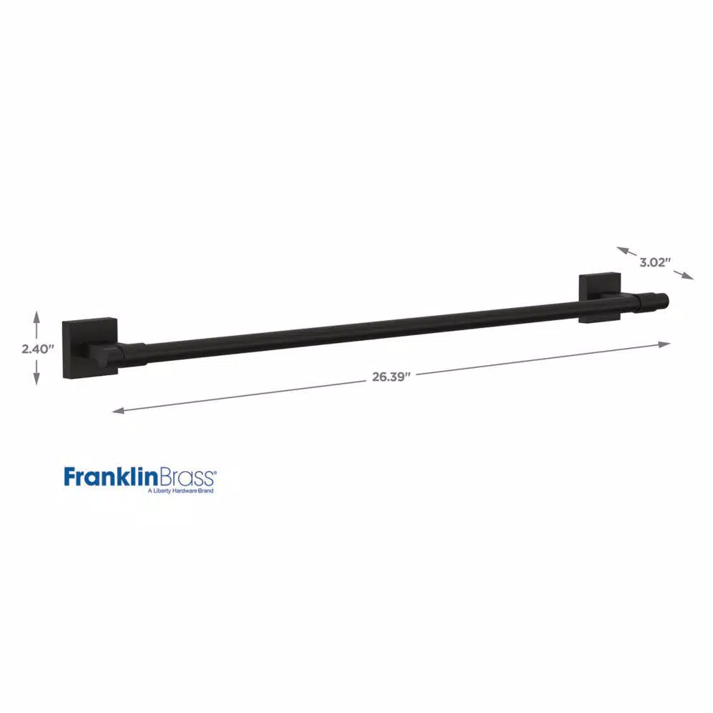 Franklin Brass Maxted 24 in. Single Towel Bar, Matte Black Modern Wall Mounted Bathroom Hardware