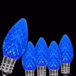 Wintergreen Lighting OptiCore C7 LED Blue Faceted Christmas Light Bulbs, 25-Pack thumbnail 1