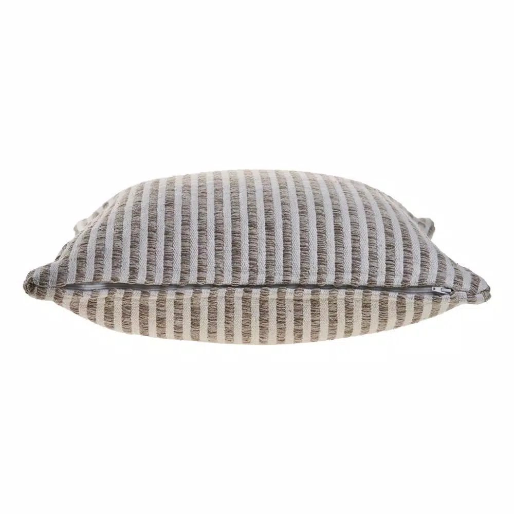 LR Home Beige and Cream Striped 22 in. x 22 in. 100% Cotton Throw Pillow