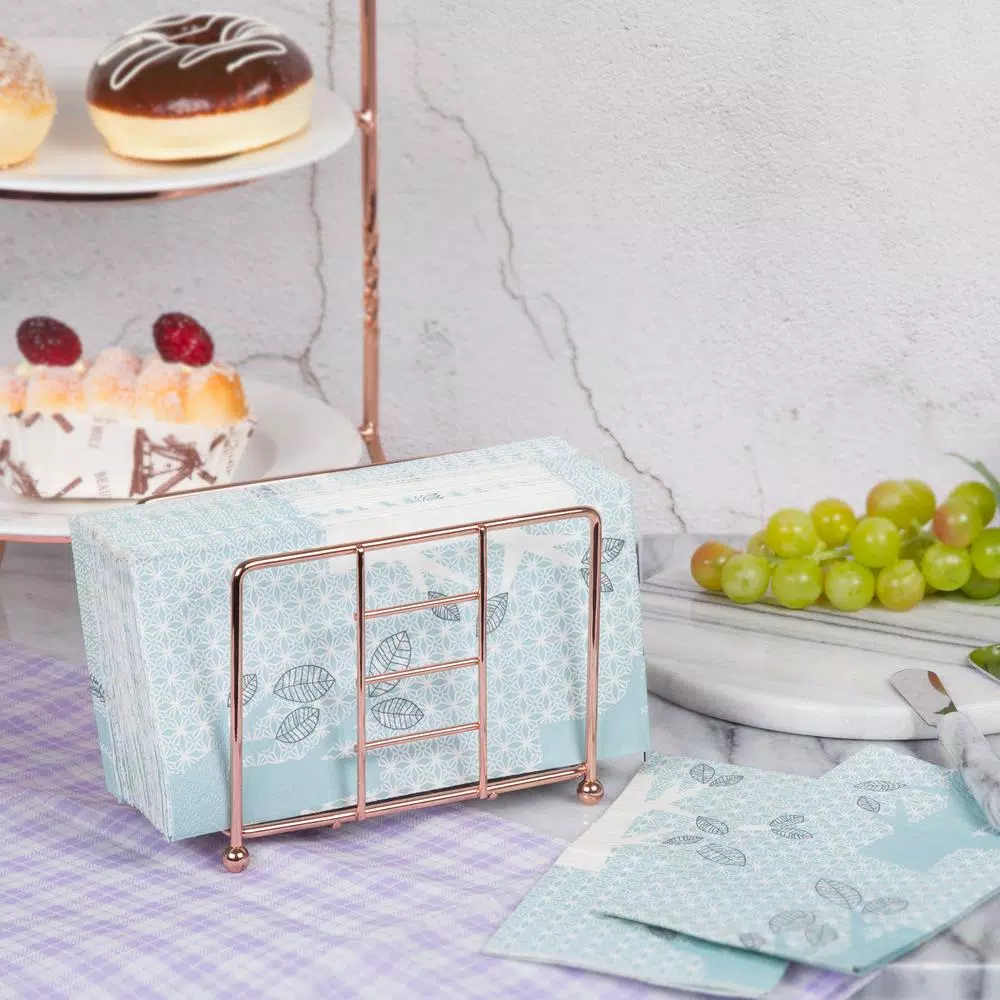 Creative Home Copper Plated Iron Napkin Holder, Elegant Metal Tissue Dispenser for Kitchen and Dining Table