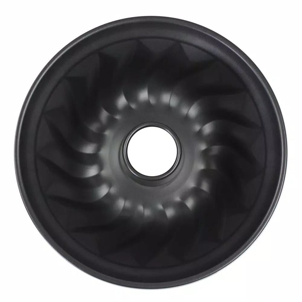 Home Basics Non-Stick Steel Fluted Bundt Cake Pan, Grey