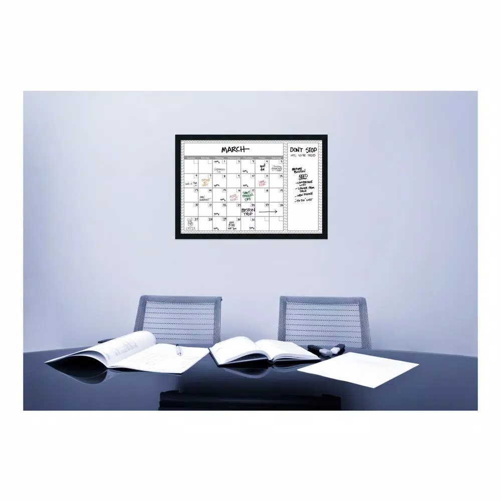Amanti Art Grey Chevron Framed Glass Dry Erase Calendar Board, 38 x 26 in.
