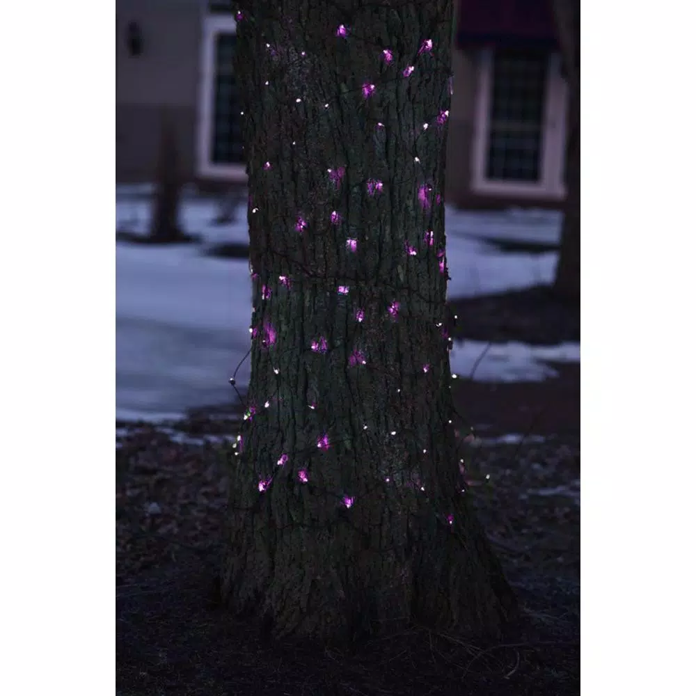 Northlight Purple Mini Net Style Tree Trunk Wrap Christmas Lights with Brown Wire, 2 ft. x 8 ft.