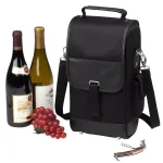 Unbranded NY Black Insulated 2-Bottle Wine Tote Bag with Corkscrew thumbnail 2