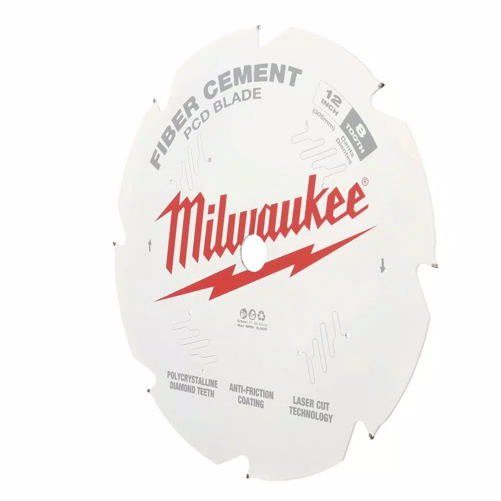 Milwaukee 12 in. 8-Tooth Polycrystalline Diamond (PCD) Tipped Fiber Cement Circular Saw Blade