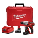 Milwaukee M12 12V Lithium-Ion Cordless 1/2 in. SDS-Plus Rotary Hammer Kit with (2) 3.0Ah Batteries, Charger & Case thumbnail 1