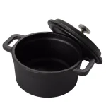 Gibson Home Campton 0.30 Qt. Oval Cast Iron Mini Casserole with Lid and Wooden Base thumbnail 7