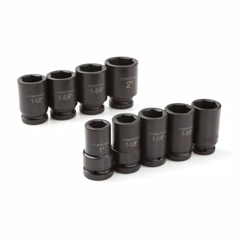 TEKTON 1 in. Drive 6-Point Deep Impact Socket Set, 9-Piece