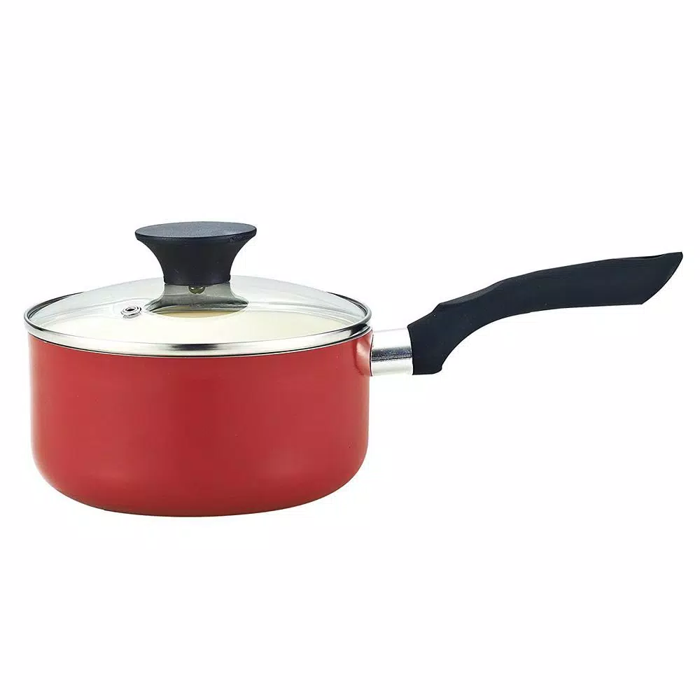Cook N Home 10-Piece Aluminum Ceramic Nonstick Cookware Set, Red