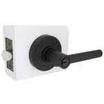 Defiant Highland Matte Black Keyed Entry Door Lever with Round Rose thumbnail 3