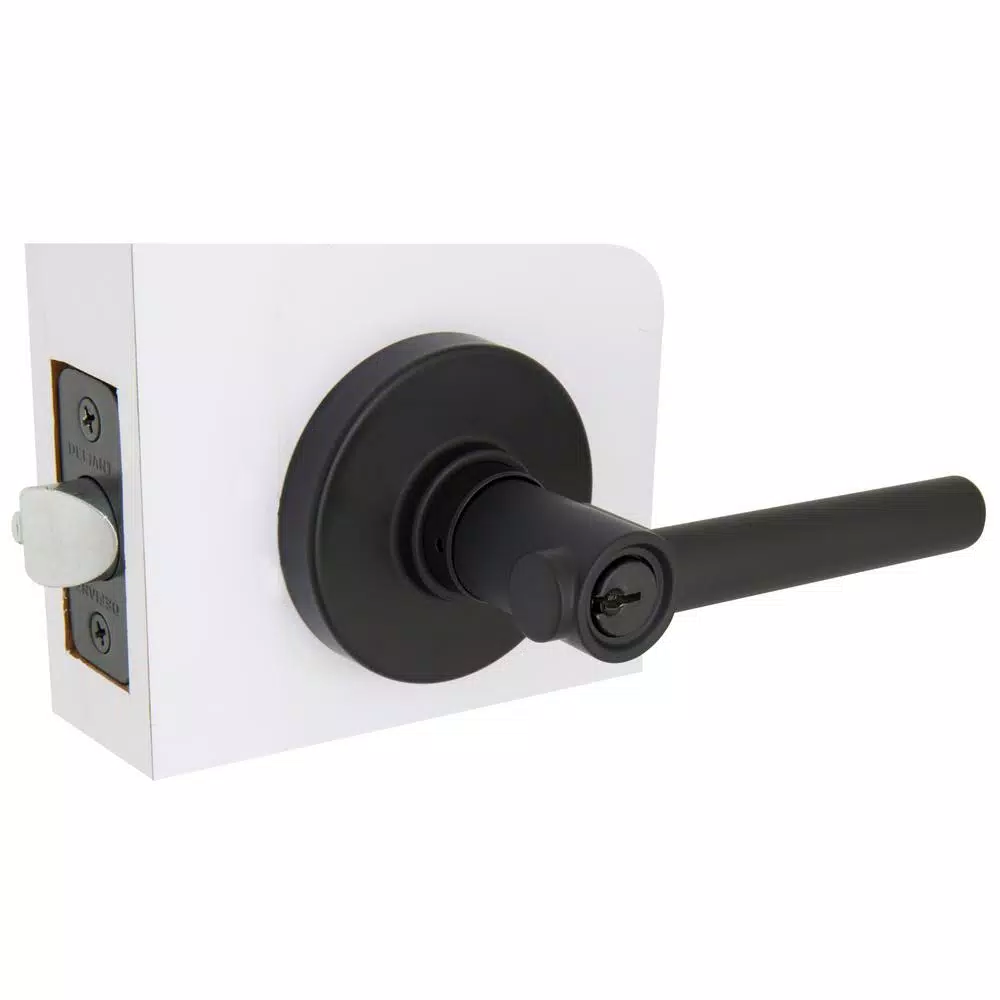 Defiant Highland Matte Black Keyed Entry Door Lever with Round Rose