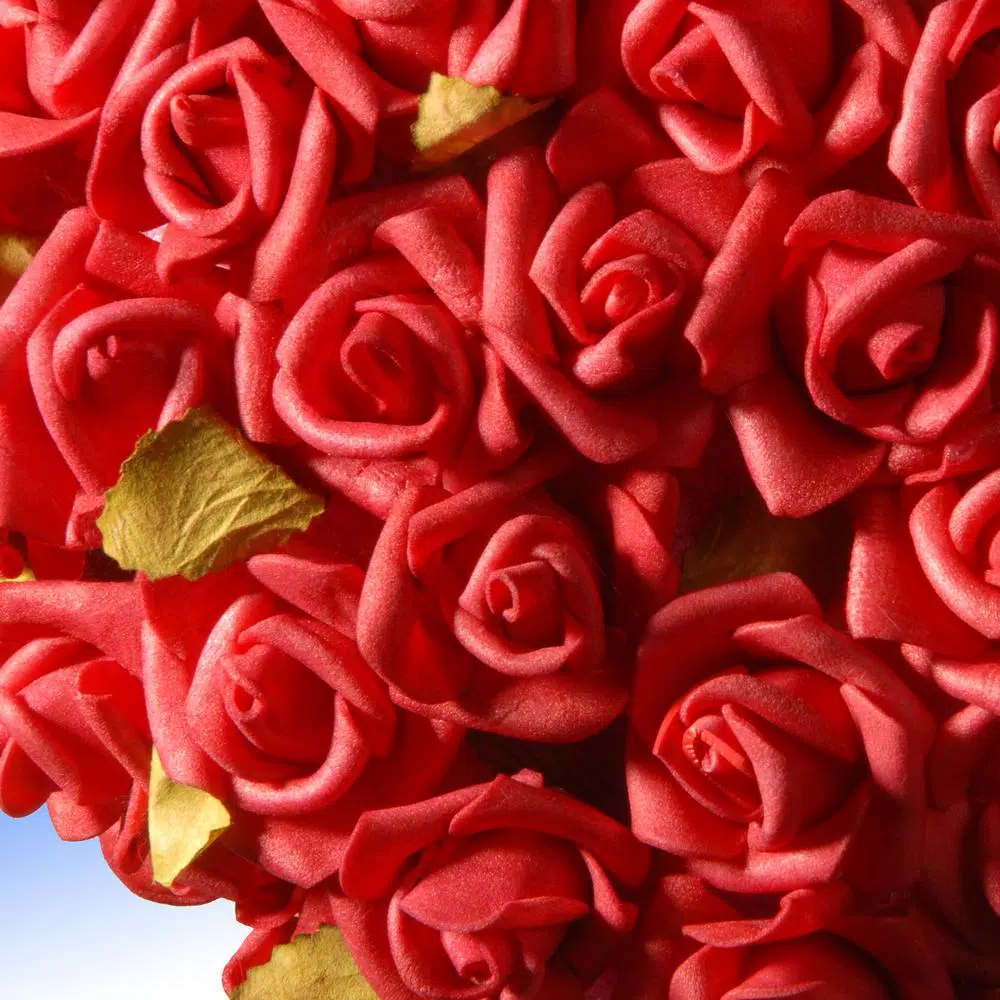 National Tree Company 7 in. Red Rose Heart Fabric Flower Wreath Decoration