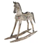 LITTON LANE Handmade Vintage Wooden Rocking Horse - Hand-Carved Albizia Wood with Ornamental Saddle thumbnail 1