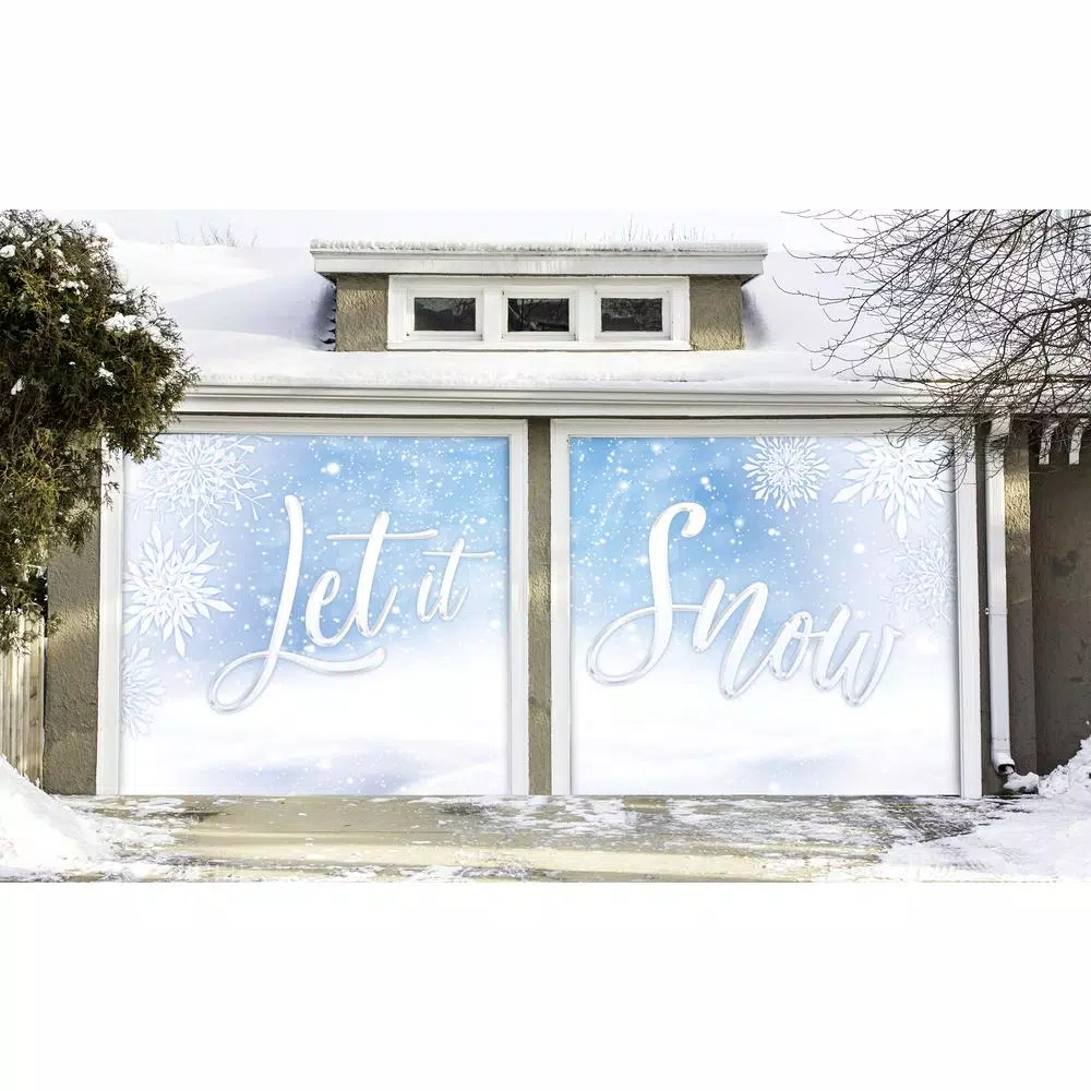My Door Decor 7 ft. x 8 ft. Let It Snow Christmas Garage Door Banner Mural