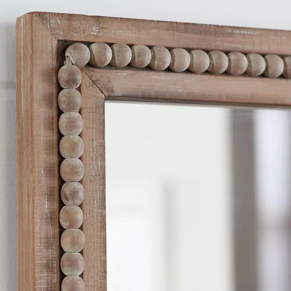 Home Decorators Collection Large Rectangle Brown Antiqued Wood Accent Mirror