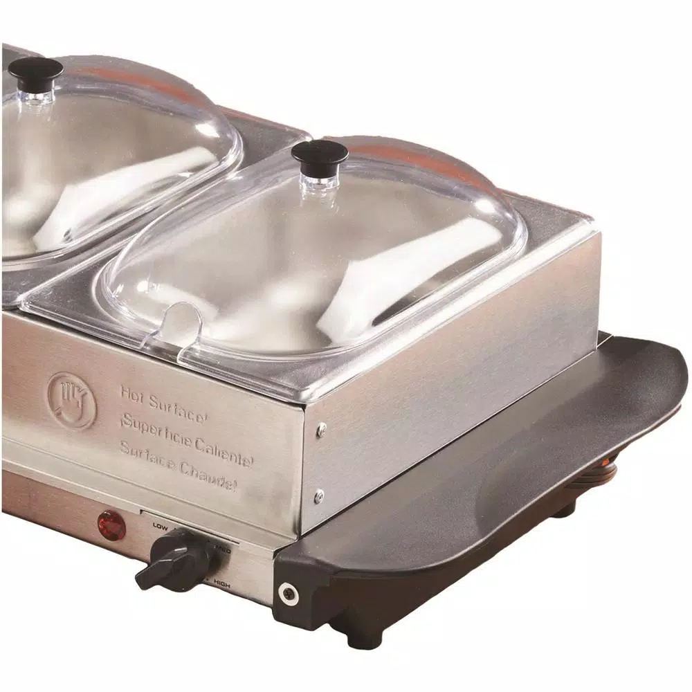 Brentwood Appliances BF-315 4.5 Qt. Stainless Steel 3-Pan Buffet Server and Warming Tray
