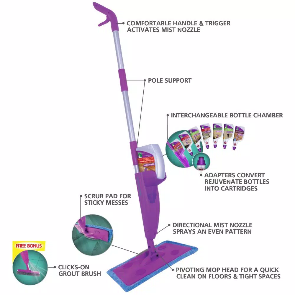 Rejuvenate Click n Clean Multi-Surface Microfiber Spray Mop System Kit
