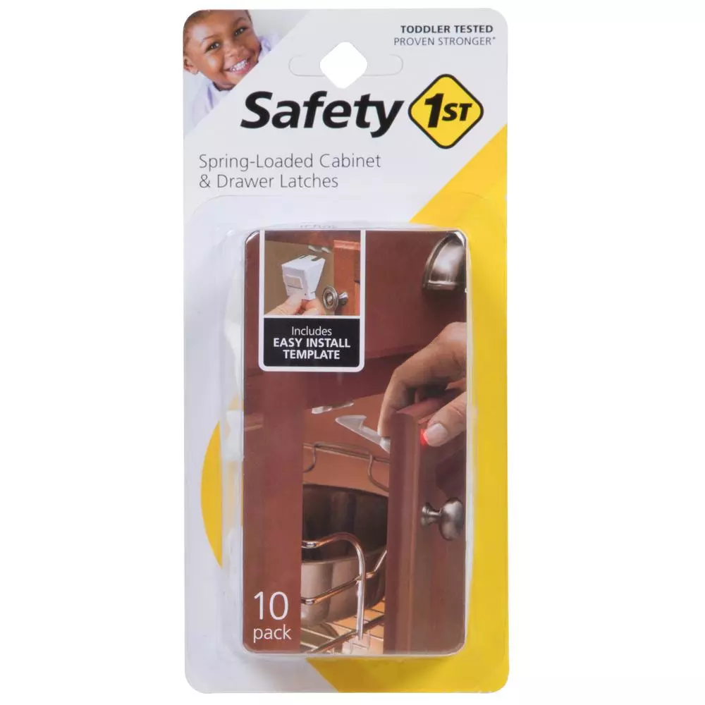 Safety 1st Spring Loaded Cabinet and Drawer Latches, Child Safety Locks (10-Pack)