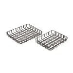 LITTON LANE Industrial Arts Black Metal Crosshatched Decorative Tray Set, Set of 2 thumbnail 2