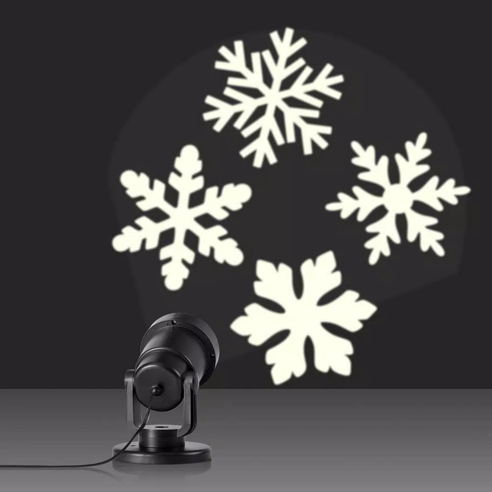 Alpine Corporation Christmas Rotating Snowflake LED Projector, Cool White Lights