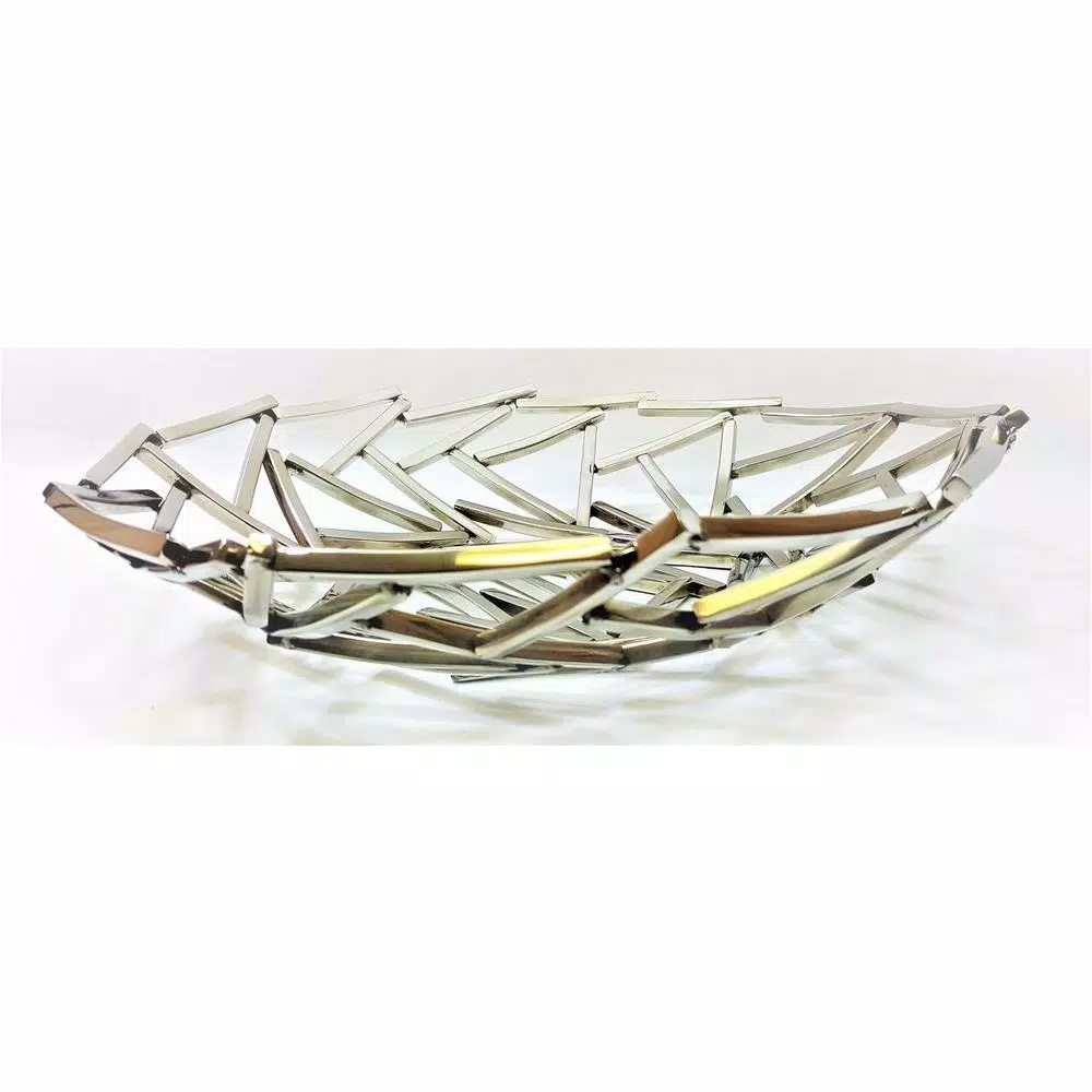 Heim Concept 15 in. Positano Round Nickel Plated Stainless Steel Serving Tray