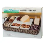 Unbranded CreativeWare Island Breeze Complete Hostess Server Set with Water Hyacinth Basket & Ceramic Bowls thumbnail 8