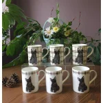 Unbranded Roy Kirkham Lucy Mug Set of 6 - Scottie Dog Fine Bone China Ceramic Mugs, 320ml thumbnail 3