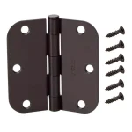 Everbilt 3-1/2 in. x 5/8 in. Radius Matte Black Smooth Action Butt Door Hinge, 3-Pack thumbnail 1