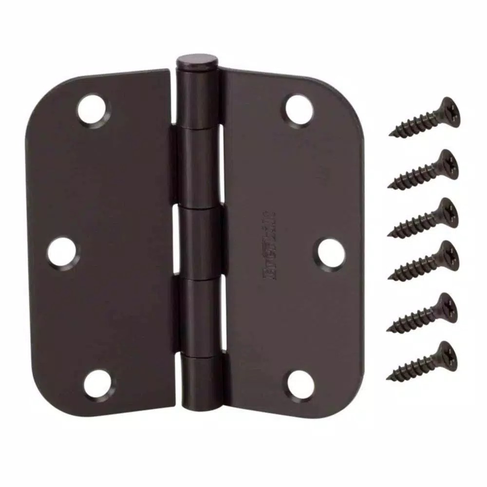 Everbilt 3-1/2 in. x 5/8 in. Radius Matte Black Smooth Action Butt Door Hinge, 3-Pack