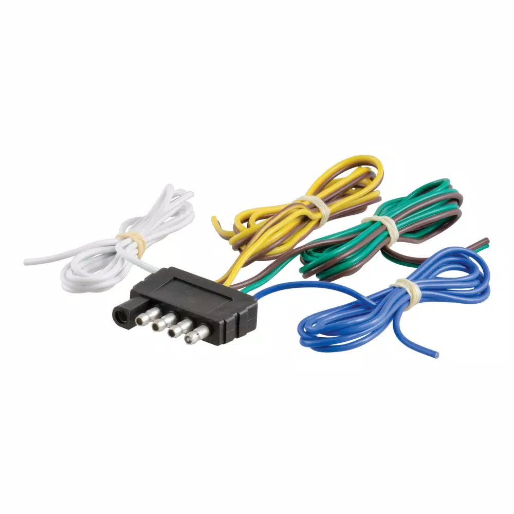 CURT 5-Way Flat Trailer Side Connector Plug with 48" Color-Coded Wires