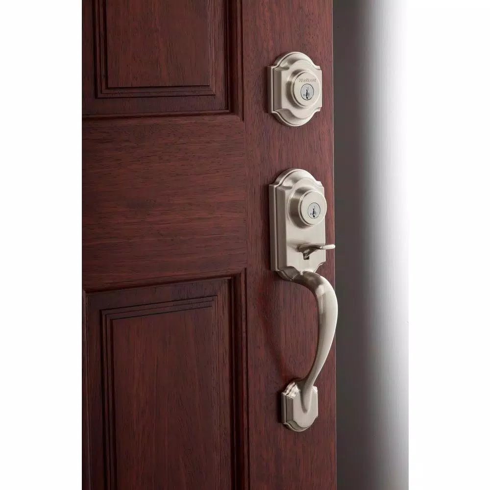 Kwikset Montara Keyed Entry Handleset with Single Cylinder Deadbolt, Satin Nickel