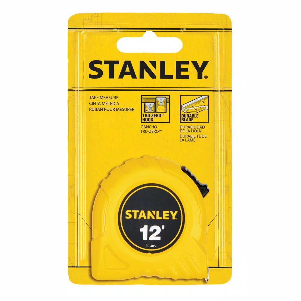 STANLEY 12 ft. x 1/2 in. Tape Measure with Polymer-Coated Blade and High-Impact ABS Case