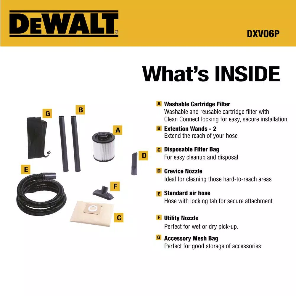 DEWALT 6 Gal. Poly Wet/Dry Vacuum with 4 Peak HP Motor and 10 ft. Power Cord