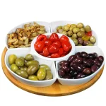 Elama Signature Collection Lazy Susan Appetizer and Condiment Server Set, 6-Piece Stoneware thumbnail 3