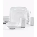 Corelle Boutique 16-Piece Cherish Porcelain Dinnerware Set, White Embossed Floral, Service for 4 thumbnail 5