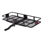 CURT 60" x 24" Black Steel Basket Cargo Carrier with 2" Folding Shank, 500 lbs. Capacity thumbnail 1