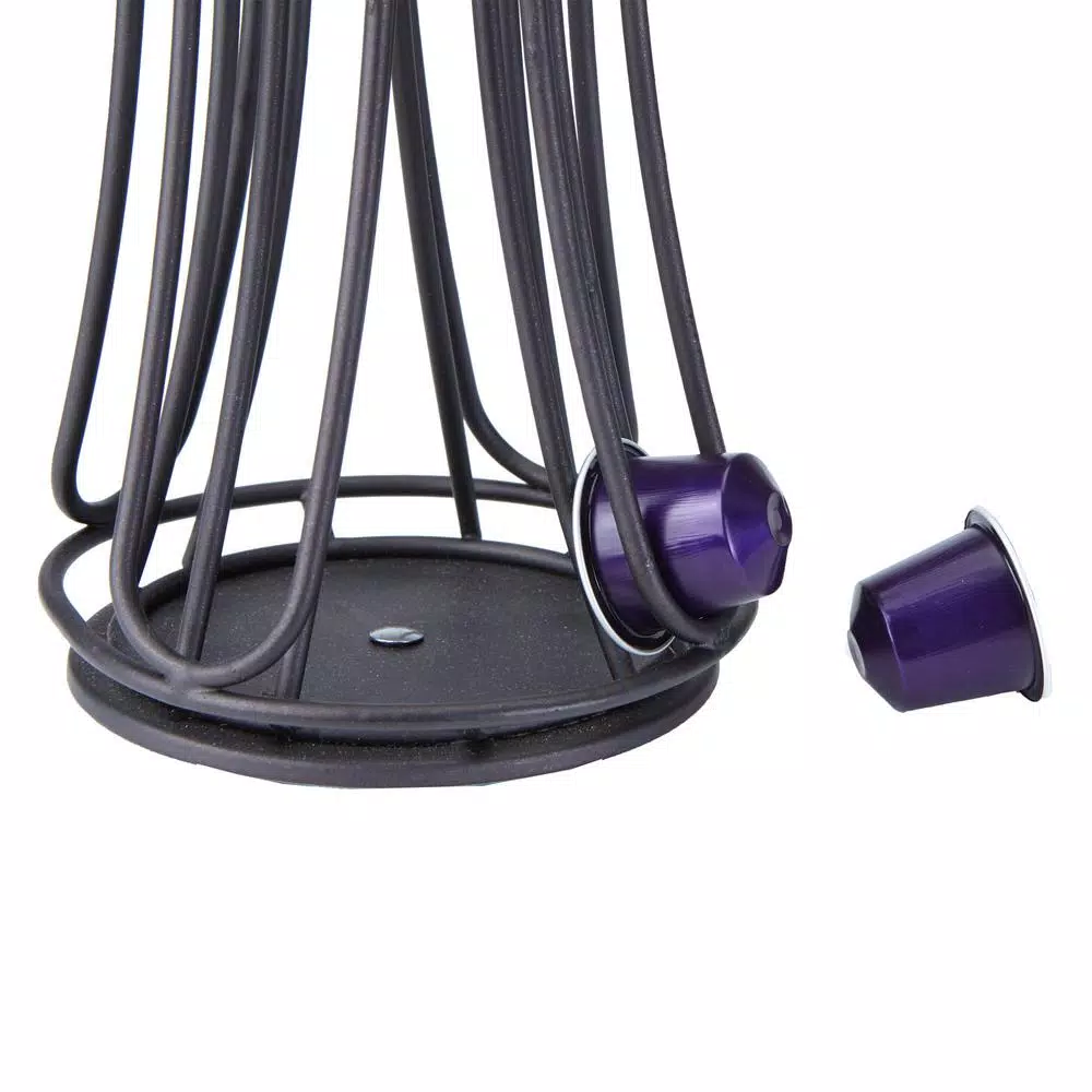 Mind Reader Nespresso Compatible Black Metal Coffee Capsule Holder & Spinning Dispenser (Holds 44)