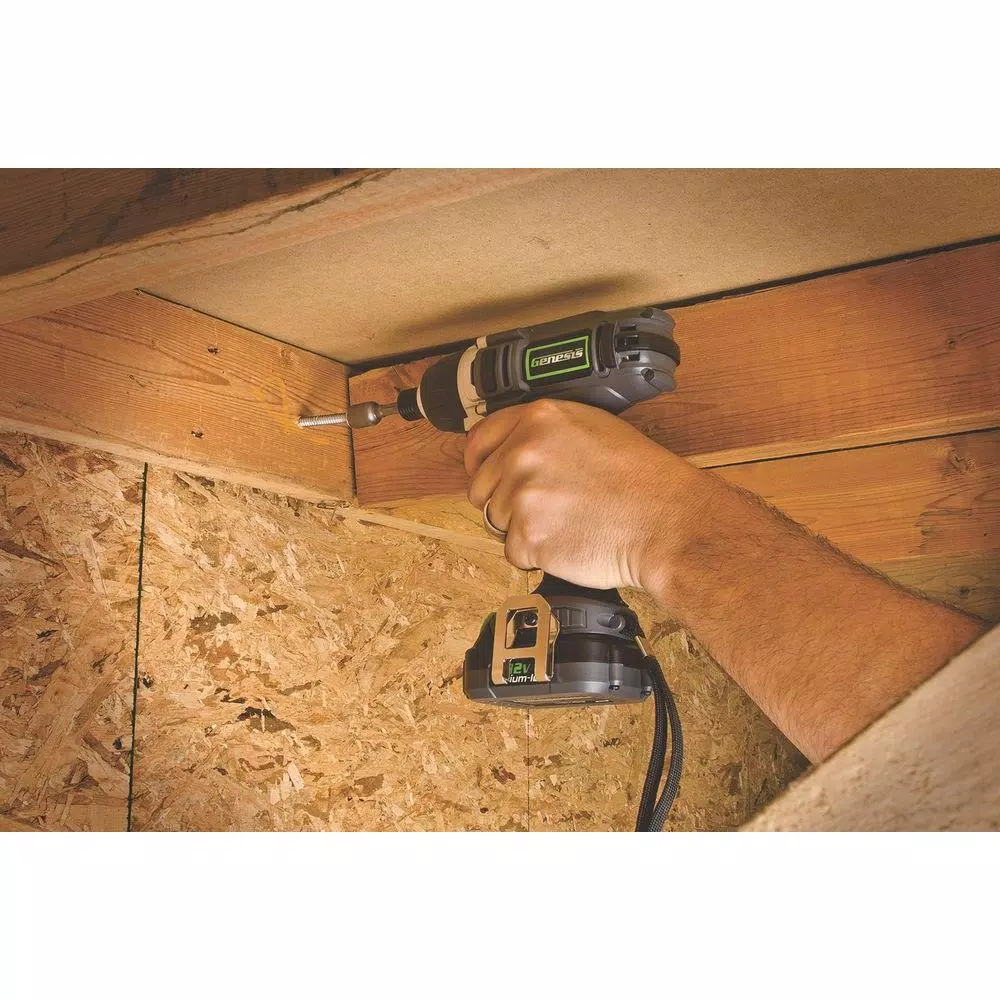 Genesis GLID12B 12V Cordless 1/4 in. Hex Impact Driver Kit with Battery and Charger