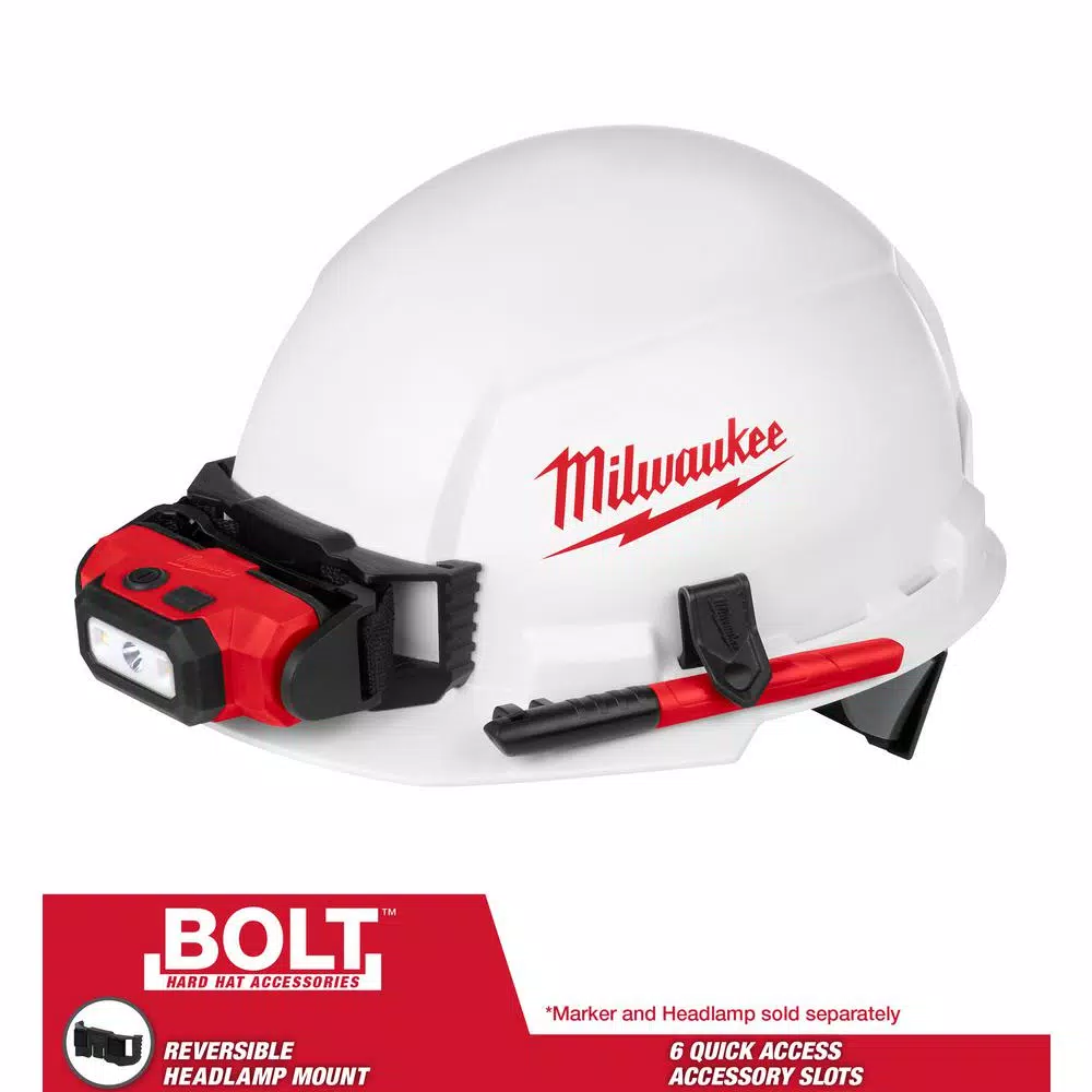 Milwaukee BOLT White Type 1 Class E Front Brim Hard Hat (12-Pack)