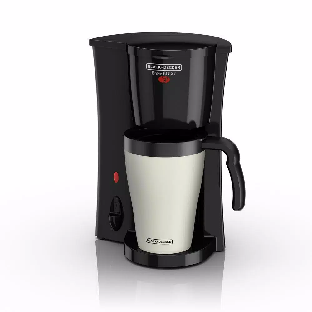 BLACK+DECKER Brew'n Go Single Serve Coffee Maker with 15 oz. Thermal Travel Mug, Black