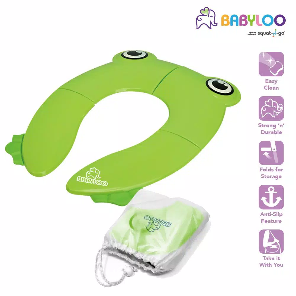 Babyloo Green Frog Folding Potty Training Toilet Seat with Travel Bag