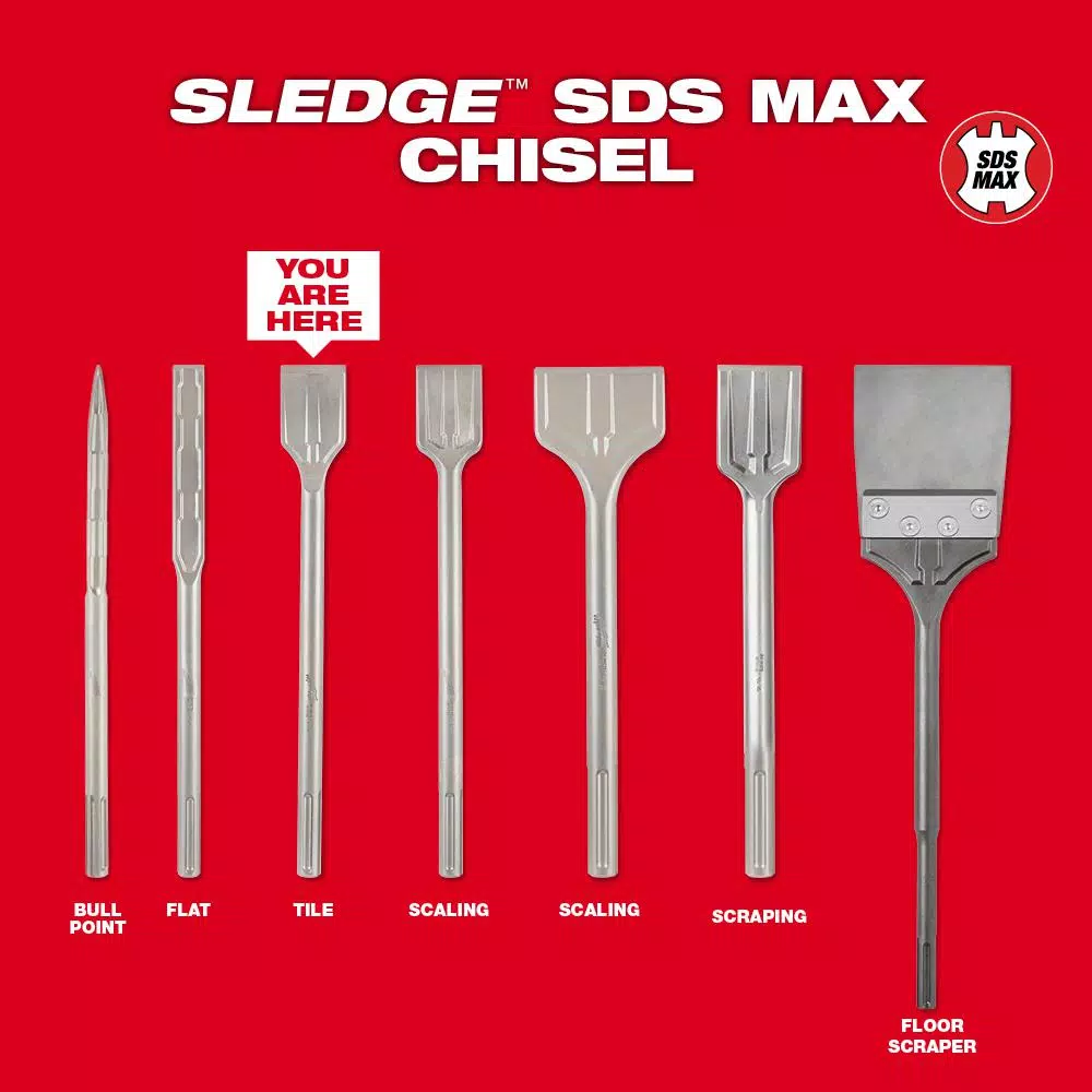 Milwaukee SDS-Max SLEDGE 2 in. x 15 in. Steel Tile Chisel Bit