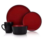 STONE LAIN 32-Piece Red and Black Stoneware Dinnerware Set, Service for 8 thumbnail 5
