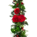 Unbranded 9 ft. Pre-Lit LED Red Peonies and Berry Garland with Remote Control thumbnail 1