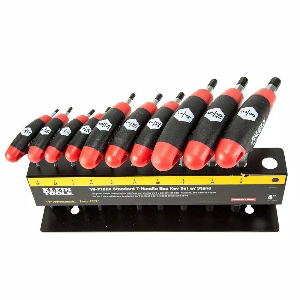 Klein Tools Journeyman 10-Piece SAE T-Handle Hex Key Set with Metal Stand