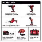 Milwaukee M18 18V Lithium-Ion Cordless 4-Tool Combo Kit with (2) 3.0 Ah Batteries, Charger, and Bag thumbnail 2
