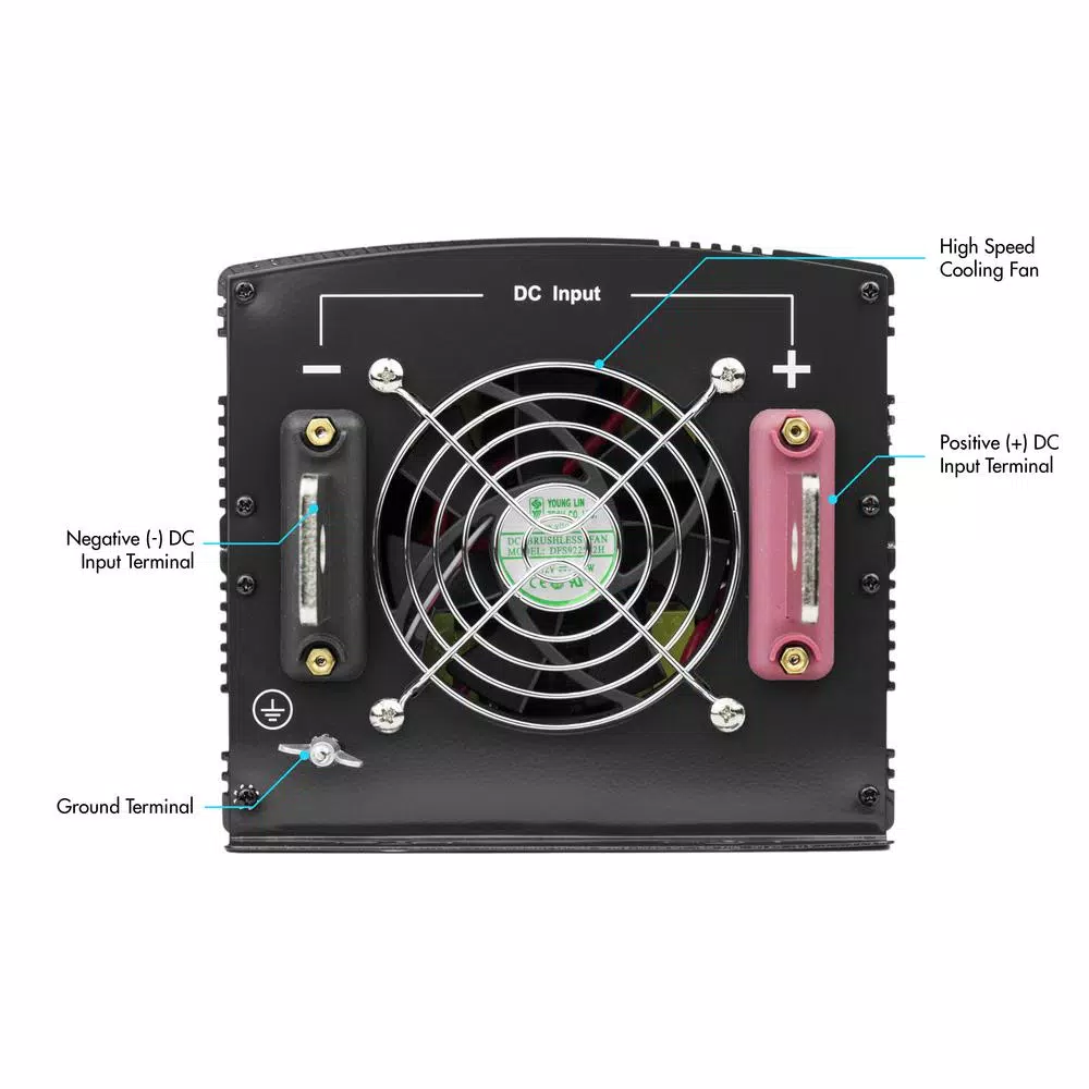 Wagan Tech Pro Line 3000W Power Inverter, 6000W Peak Surge, 12V DC to 115V AC
