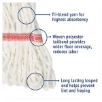 Boardwalk Super Loop Large Cotton/Synthetic Wet Mop Head, White (12-Pack) thumbnail 4