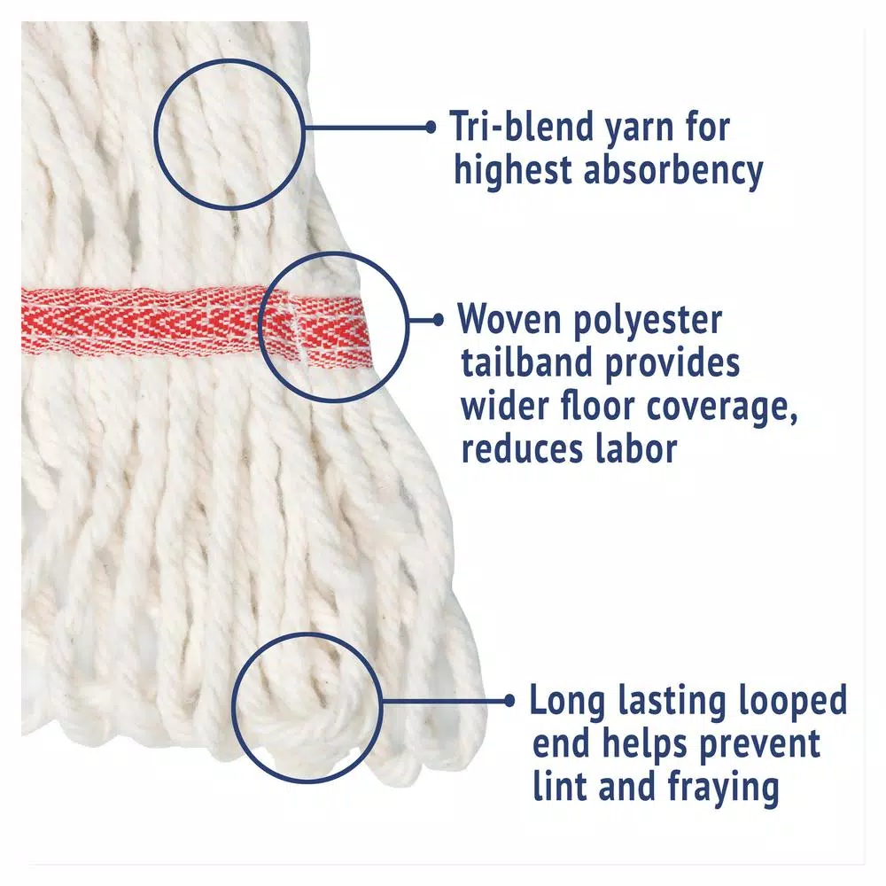 Boardwalk Super Loop Large Cotton/Synthetic Wet Mop Head, White (12-Pack)