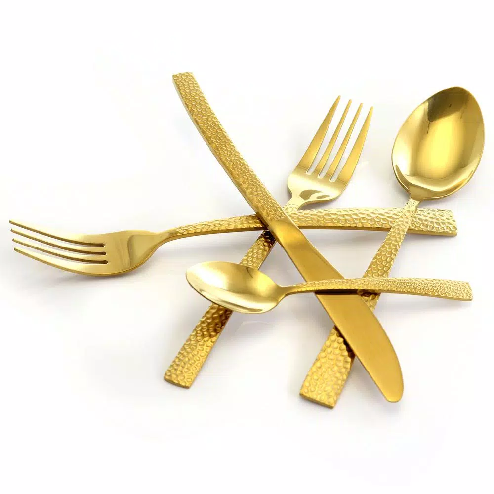 MegaChef Baily 20-Piece Gold Stainless Steel Flatware Set, Service for 4